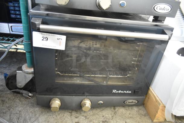 2016 Cadco Unox XAF003 Roberta convection oven, metal, electric, 120V, 1 phase, countertop, used, model label visible.