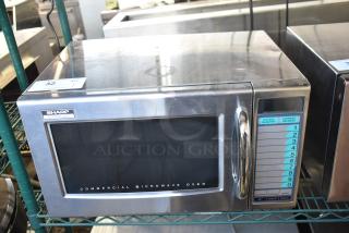 2021 Sharp R-21LVF Commercial Microwave Oven, 1000W, 120V, stainless steel, digital controls, used condition.