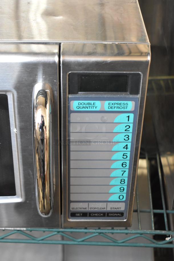 2021 Sharp R-21LVF Commercial Microwave Oven, stainless steel, 120 Volts, 1 Phase, digital keypad, used condition.