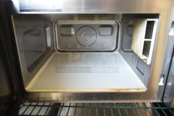 2021 Sharp R-21LVF commercial microwave oven, stainless steel interior, 120 volts, 1 phase, gently used condition.