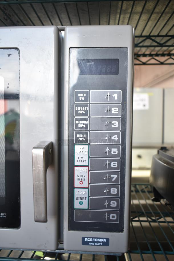 Amana RCS10MPA commercial microwave oven, 120 volts, 1 phase, control panel with braille and numeric keypad, model RCS10MPA.