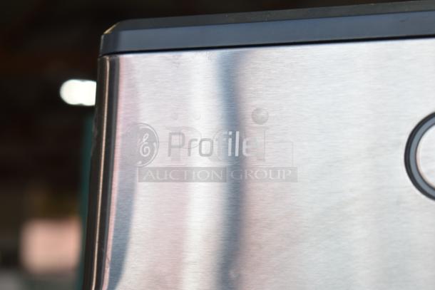 General Electric GE OPAL01GEW1KT Nugget Style Ice Maker, stainless steel finish, Profile logo visible, 120 volts, 1 Phase.