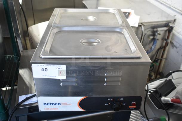 2019 Nemco 6055A countertop food warmer, stainless steel, dual lids, 120V, 1 phase, model label visible, gently used.