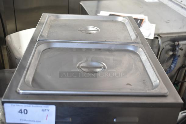 2019 Nemco 6055A countertop food warmer, 120 volts, stainless steel, dual compartment, used condition.
