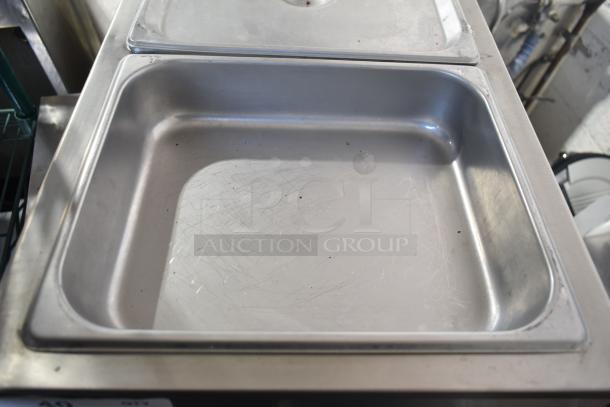 2019 Nemco 6055A countertop food warmer, stainless steel, 120V, 1 phase, with lid; minor surface scratches visible.