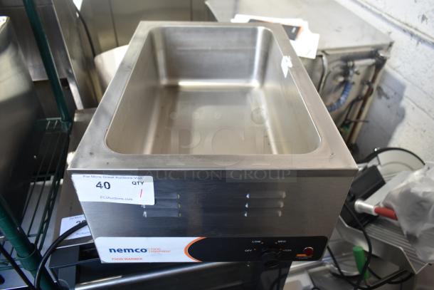 2019 Nemco 6055A countertop food warmer, stainless steel, 120 volts, 1 phase, front control panel, visible auction label.