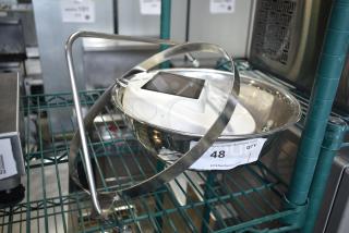 Detecto SCS30 produce scale with bowl on metal shelf, featuring digital display and stainless steel construction. Auction tag "48" visible.