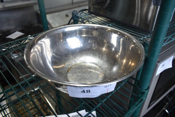Detecto SCS30 produce scale with stainless steel bowl, used condition, on green metal shelving. Auction tag labeled "48."