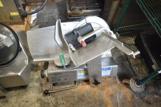 2021 Bizerba GSP H Commercial Meat Slicer, 120V, 1 Phase, excellent condition, visible safety labels.