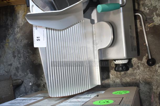 2017 Bizerba GSP H Commercial Meat Slicer, 120V, 1 Phase, stainless steel, good condition, model control knob visible.