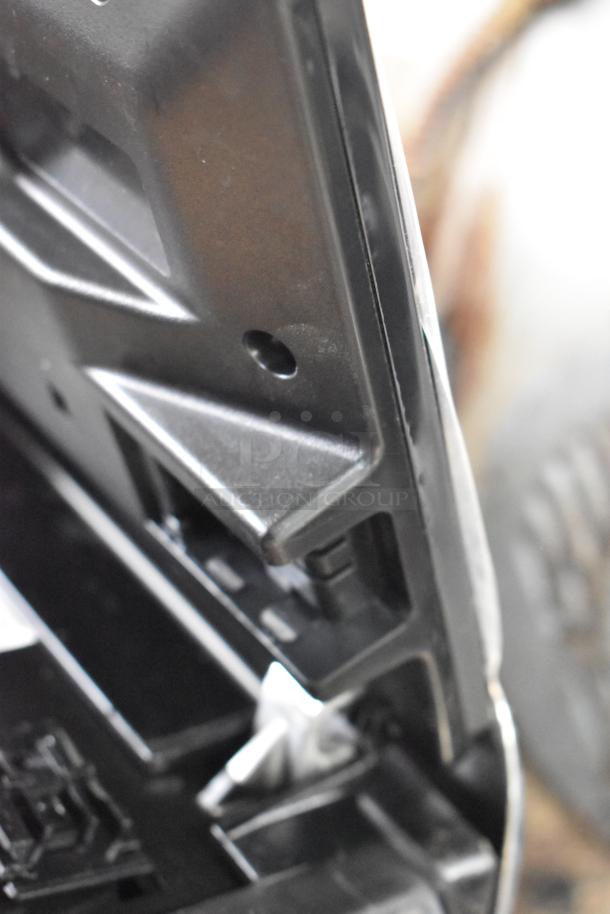 2025 Hobart HTi-7LH4W countertop food portioning scale, black metal, detailed view, commercial condition. 120/208-240V, 1 Phase.