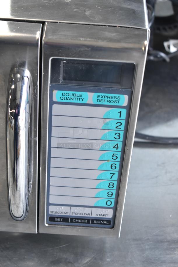 2021 Sharp R-21LVF Commercial Microwave, stainless steel, keypad with 10 settings, double quantity option, 120V, 1 phase.