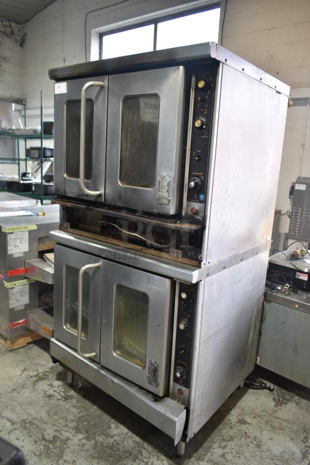 2 Montague commercial gas convection ovens, full size, view-through doors, thermostatic controls, used condition.