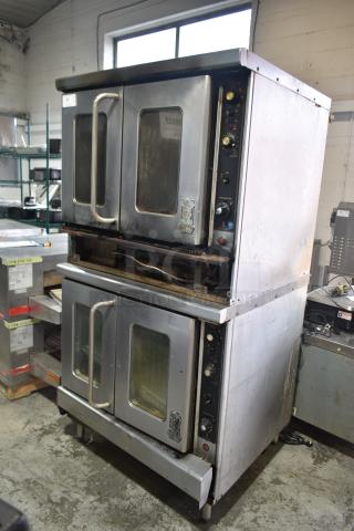2 Montague commercial gas convection ovens, full size, view-through doors, thermostatic controls, used condition.