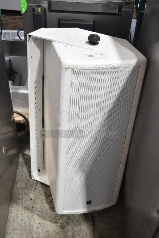 Coliseum C2890 8 ohm speaker, white, sturdy build, minor scuffs, visible model label, optimal for audio setups.