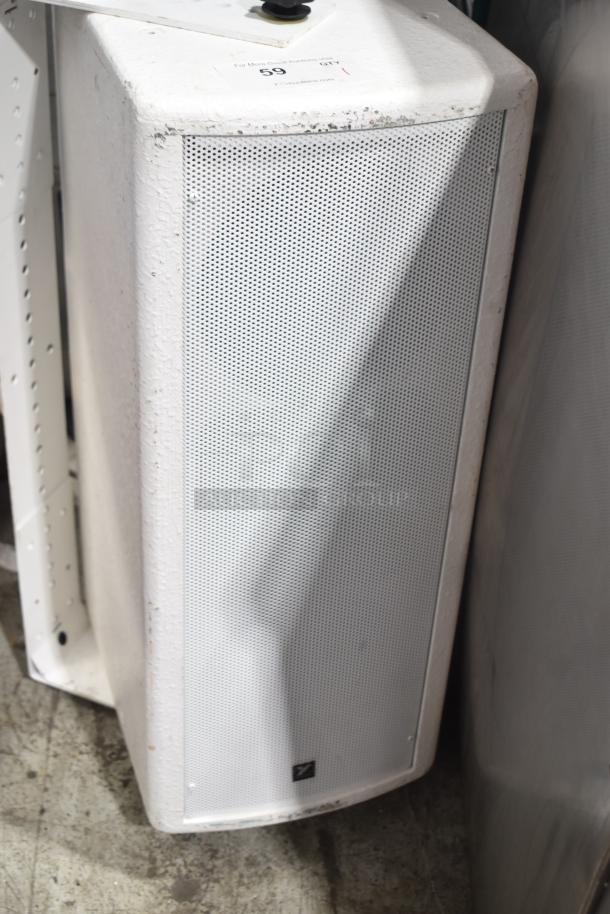 Coliseum C2890 8 ohm white speaker, visible wear on edges, mesh grille, and logo at the base.