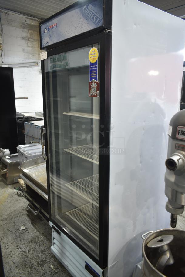Everest EMGR24 Commercial Single Door Reach-In Cooler Merchandiser, 115 Volts, with glass door, excellent condition.