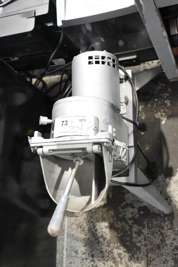 Lamda Commercial Countertop Vegetable/Cheese Cutter, 115 Volts, 1 Phase, metal construction, inventory tag visible.