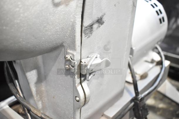 Lamda Commercial Countertop Vegetable/Cheese Cutter, 115 Volts, 1 Phase. Metal body, secure latch, visible power cord, used condition.