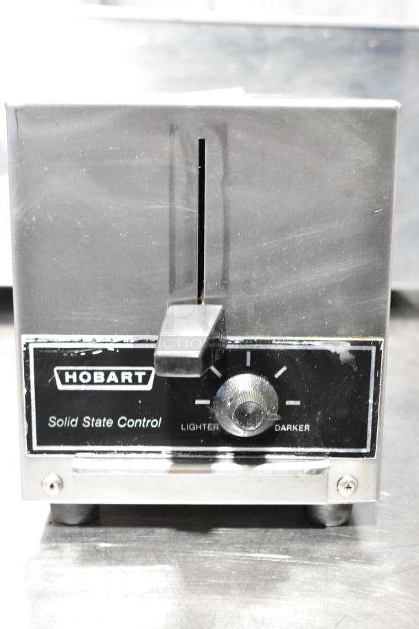 Hobart ET-13/4 countertop 2-slot toaster, solid state control, voltage 115V, model ET-13/4, stainless steel finish.