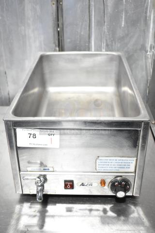 Alfa FW9000 Commercial Countertop Food Warmer, 120 Volts, 1 Phase, stainless steel, dial control, spigot, excellent condition.