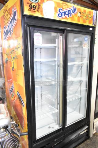 Beverage Air MT38 commercial 2-door reach-in cooler merchandiser with Snapple branding. 115 volts, 1 phase.