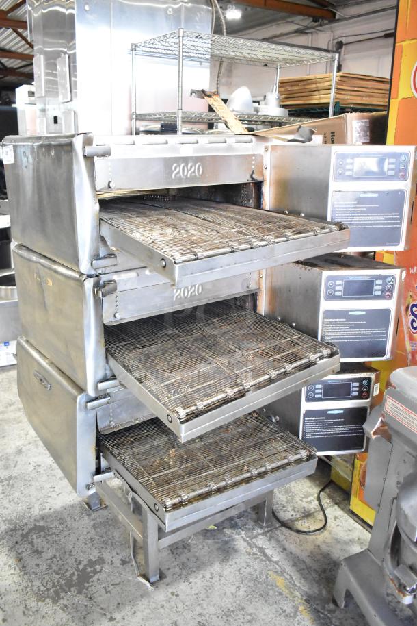 Three 2017 Turbochef HhC2020 commercial electric conveyor ovens, stainless steel, 208/240V, 3-phase, used condition.
