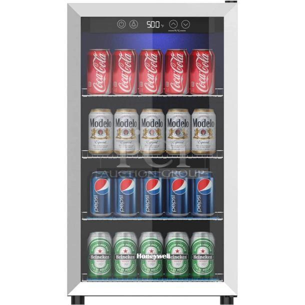 Brand new Honeywell H115BCS 115 can cooler merchandiser, 115 volts, scratch and dent, electronic controls visible.