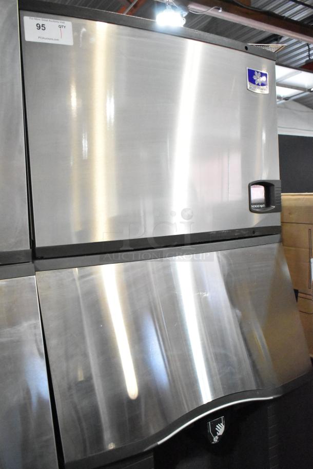 Manitowoc SD0452A commercial ice machine head on SPA310 dispenser, stainless steel, 115V, 1 phase, slight surface wear.