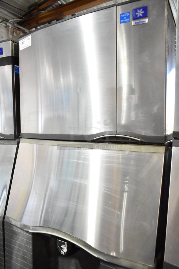 Manitowoc SD0452A ice machine head on SPA310 hotel dispenser, stainless steel finish, 115V, 1 phase, excellent condition.