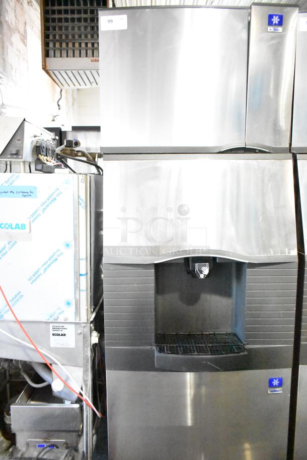 Manitowoc SD0452A ice machine head on SPA310 dispenser, 115V, 1 phase, stainless steel, commercial use, excellent condition.