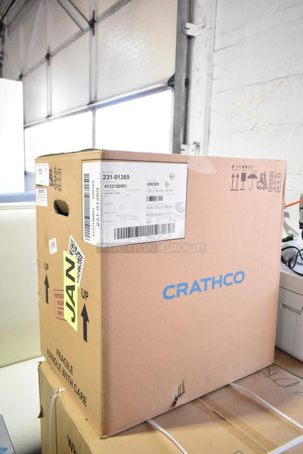 Brand new Crathco CS-2E/1D-16-290 beverage machine base in box. Model 231-01269, 120V, 1 Phase. Scratch and dent condition.