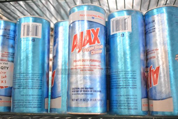 Ajax Oxygen Bleach Cleanser, Heavy-Duty Formula, 21 oz cans, cleans porcelain, tile, pans; part of a three-tier lot.