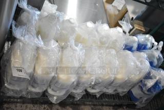 17 various cleaning products, including Diversey Rinse Aid and Emulsion Flooring, wrapped in clear plastic, lot 108.