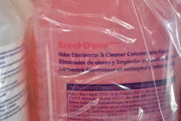 Close-up of the Breakdown Odor Eliminator label showing product information and ingredients. Part of a 27-item lot.