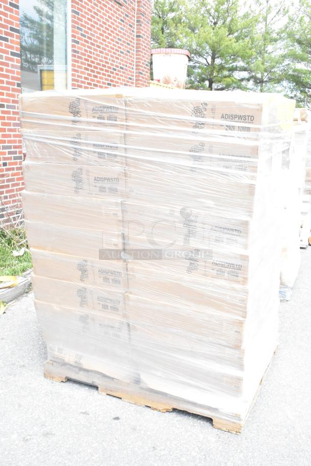 60 Service Ideas ADISPWSTD gel soap dispensers with floor stands, 27 oz, 53" high, brand new in boxes, pallet wrapped.