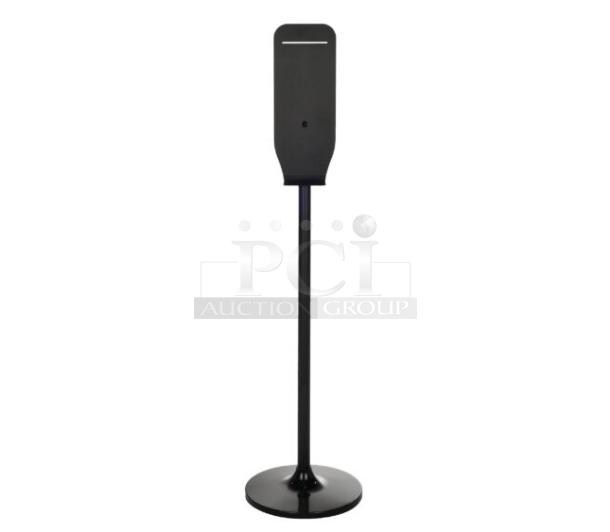 Brand new Alpine ALP430-STAND-BLK universal sanitizer and soap dispenser stand, black finish, in original box.