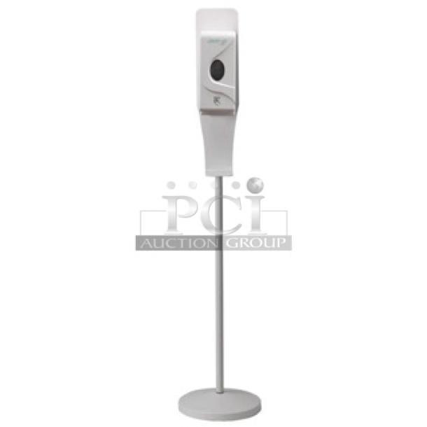 Brand new Service Ideas ADISPWSTD 27 oz gel soap dispenser with 53" floor stand, white. Auction includes 60 units.