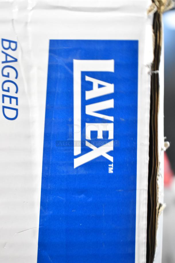 BRAND NEW SCRATCH AND DENT! Lavex 12" Lightweight Upright Bagged Vacuum Cleaner box with visible logo.