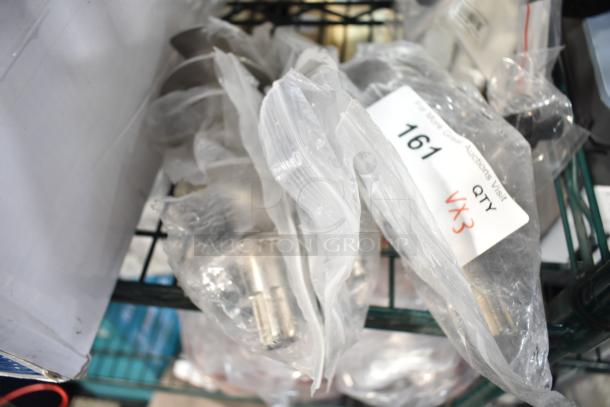 Three new Backyard Pro Butcher Series #12 grinder augers in original packaging. Tags read "QTY VX3" and "161."