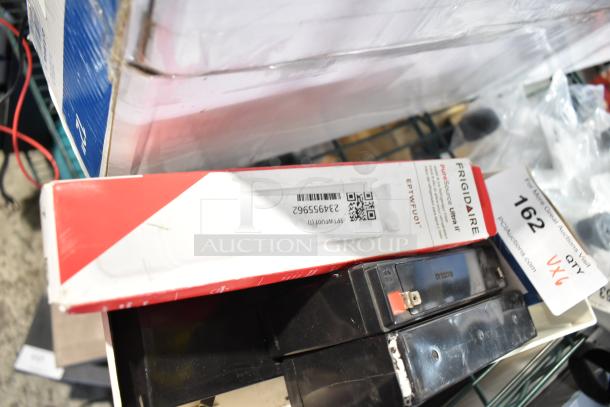 6 brand new scratch and dent items including 940-0001-61 Relay, Frigidaire and Hubbell parts, with auction tag "162 QTY x6".