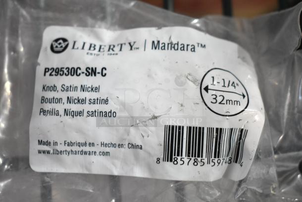 Liberty Mandara satin nickel knob, model P29530C-SN-C, 1-1/4" (32mm), made in China.