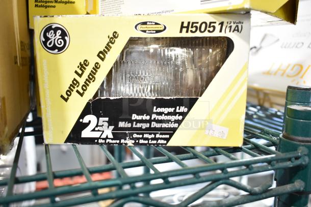 GE H5051 high beam light, 12 volts, in yellow packaging. Features "Long Life" and performance series label.