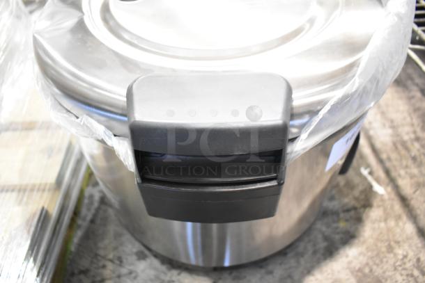 Galaxy 177RCSG60 Rice Cooker, new with minor scratches, holds 60 cups cooked, stainless steel, 120 volts, countertop model.