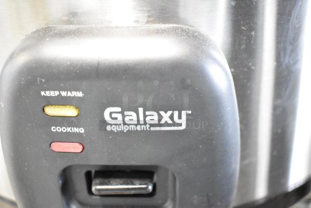 Brand new Galaxy 177RCSG60 rice cooker/warmer, 60-cup capacity. Features keep warm and cooking lights. 120V, 1 phase.