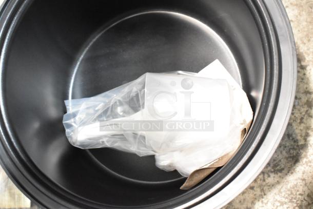 BRAND NEW Galaxy 177RCSG60 60 Cup Electric Rice Cooker, 120V, includes accessories, interior view.