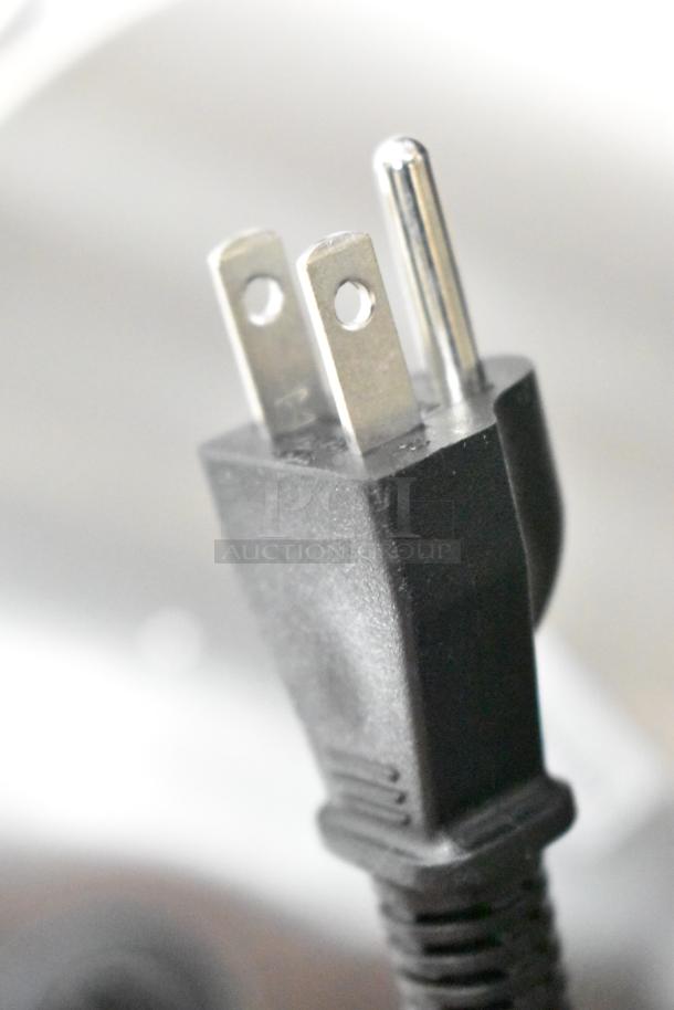 Close-up of a power plug for the Galaxy 177RCSG60 electric rice cooker, 120V, 1 phase.