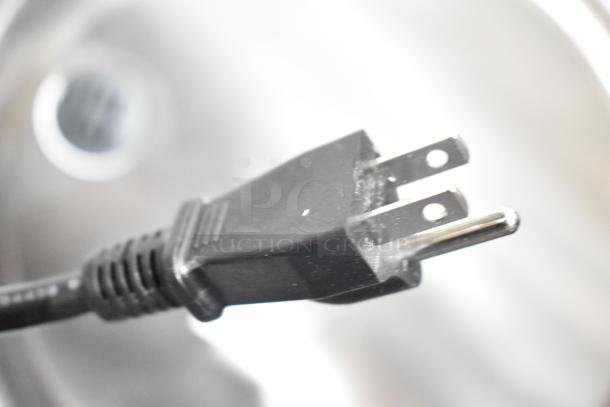 Close-up of power plug for the 2024 Galaxy 177RCSG60 60 Cup Electric Rice Cooker, 120 Volts, 1 Phase.