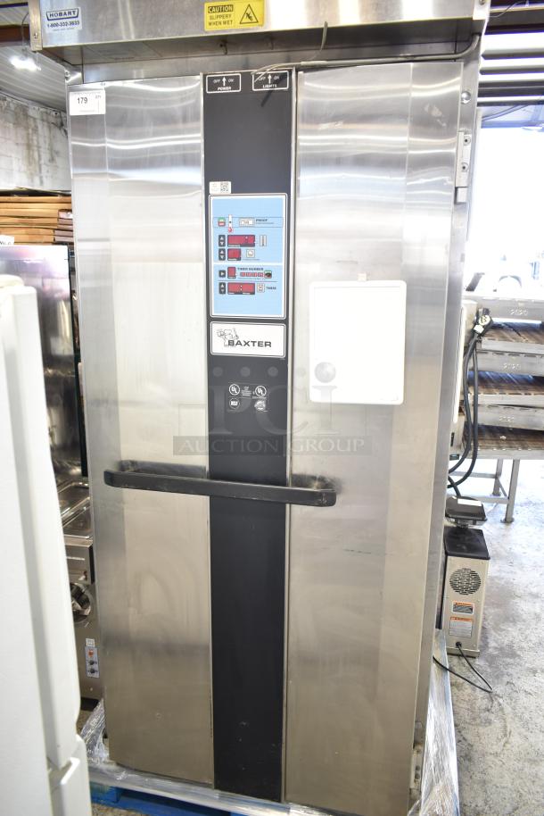 Baxter PC101-M28 Commercial Roll In Rack, stainless steel, condition good, 208/240V, 1 phase, control panel visible.