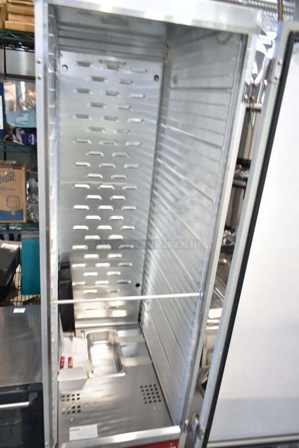 Brand new Avantco 177HPI1836 insulated heated holding cabinet with clear door, commercial casters, 120V, 1 phase.